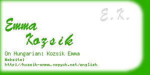 emma kozsik business card